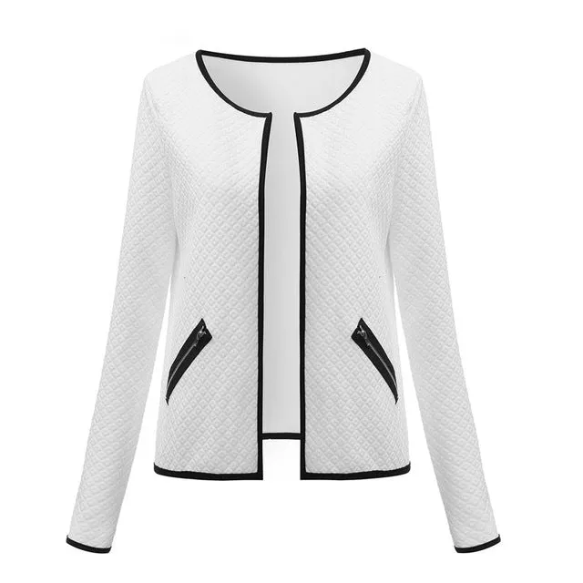 2017 Autumn Winter Plaid Women Coats Short Jackets Casual Slim Suit Blazers Cardigan Feminino White Grey Outwear Blusa Plus Size