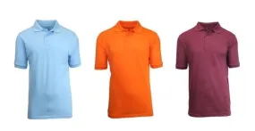 3-Pack: Short Sleeve Pique Polos in Assorted Colors - Size: XL