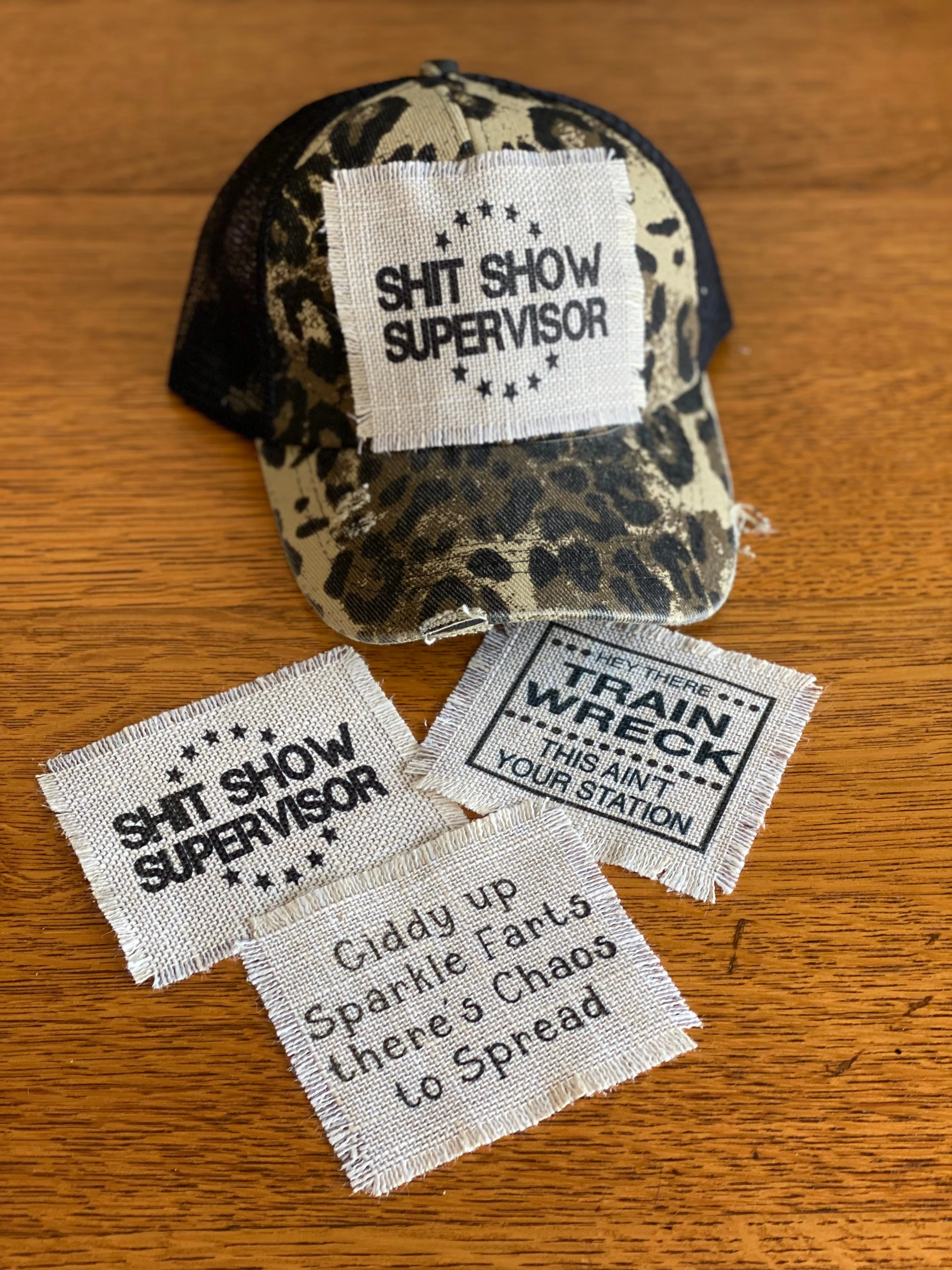 Assorted Hat Patches, Burlap Linen Look Sublimation Patch, Glue, Sew or Iron On Hat Patch, Raggedy Hat Patch, Camo Hat Patch
