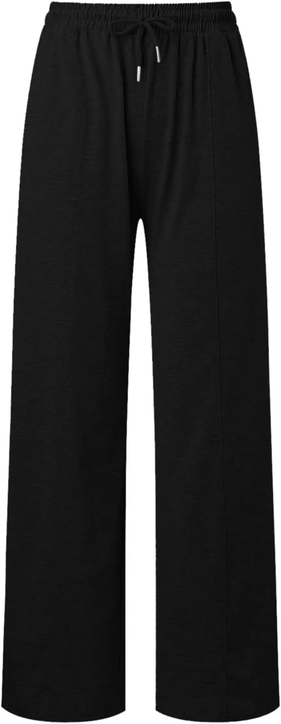 Baggy Tall Open Bottom Sweatpants for Women Fleece Lined Soft Relaxed Fit Wide Legged Joggers Elastic Waist Cozy Yoga