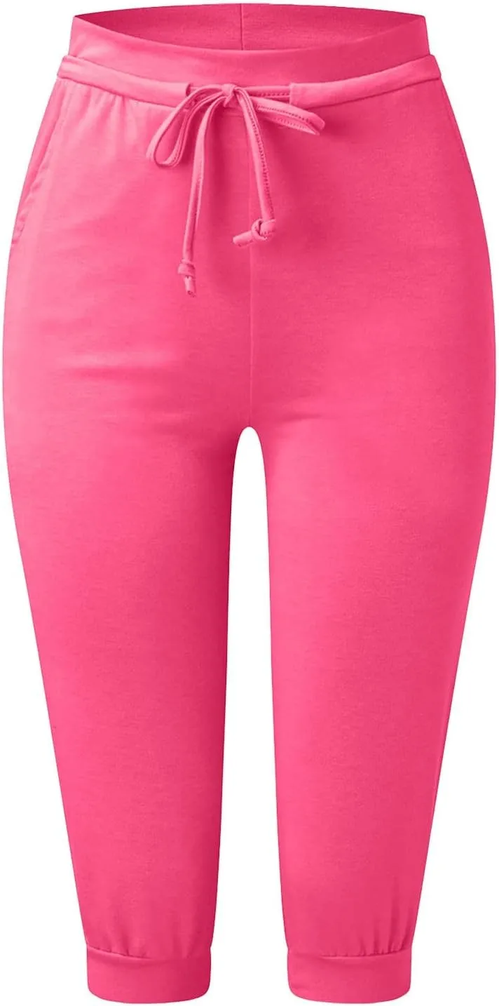 Capri Pants for Women Casual Summer Cropped Soft Lightweight Sweatpants Skinny Athletic Yoga Pants with Pockets