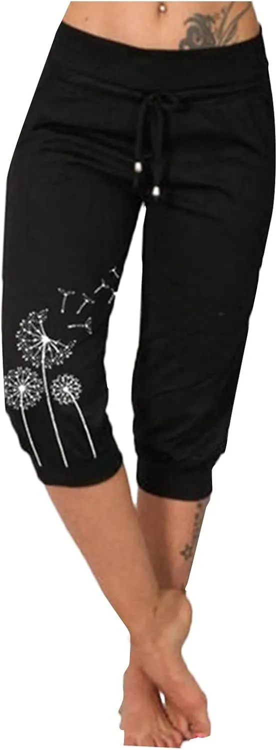 Capri Pants for Women Casual Summer Cropped Soft Lightweight Sweatpants Skinny Athletic Yoga Pants with Pockets