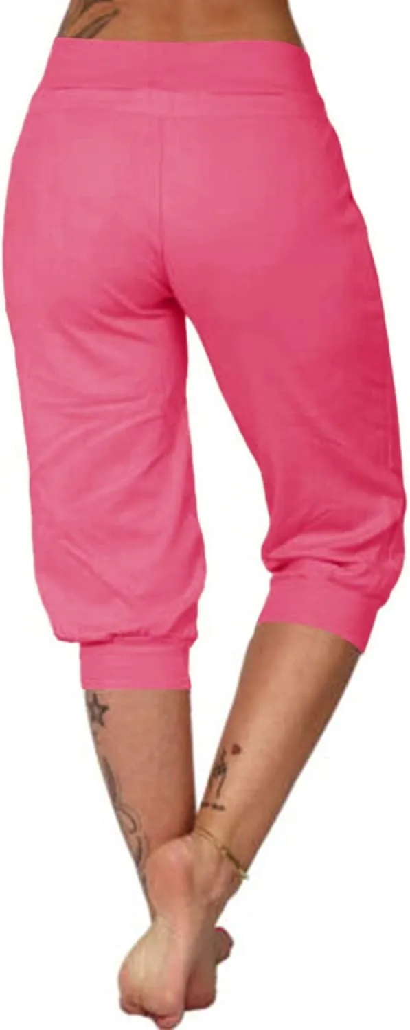 Capri Pants for Women Casual Summer Cropped Soft Lightweight Sweatpants Skinny Athletic Yoga Pants with Pockets