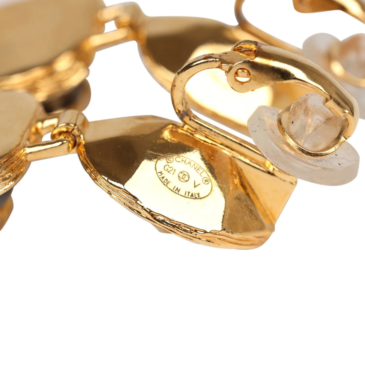 Chanel CC Crystal Dangle Earrings Gold Hardware