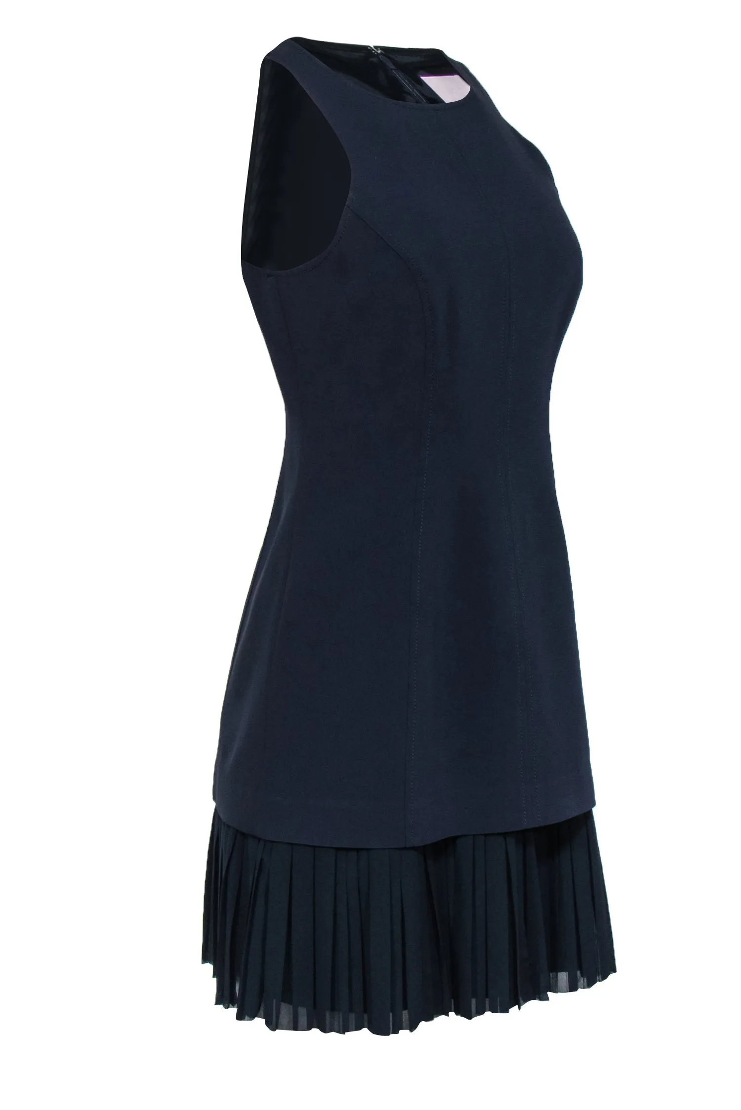 Cinq a Sept - Navy Sheath Dress w/ Pleated Drop Hem Sz 4