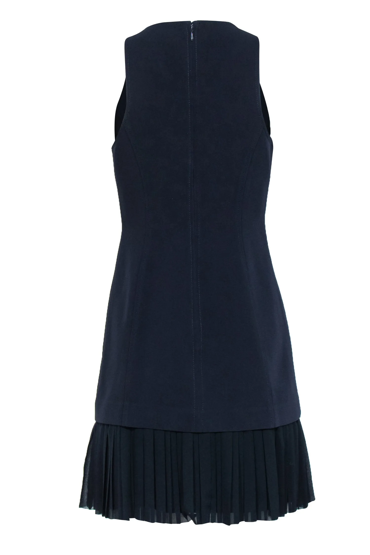 Cinq a Sept - Navy Sheath Dress w/ Pleated Drop Hem Sz 4