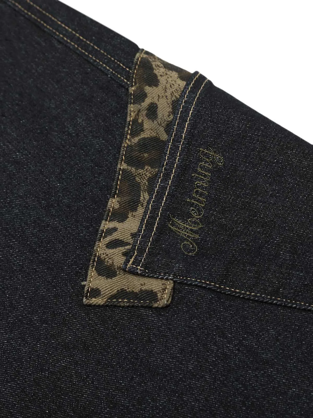 Deconstructed Cheetah Print Split Machete Baggy Jeans - 2286