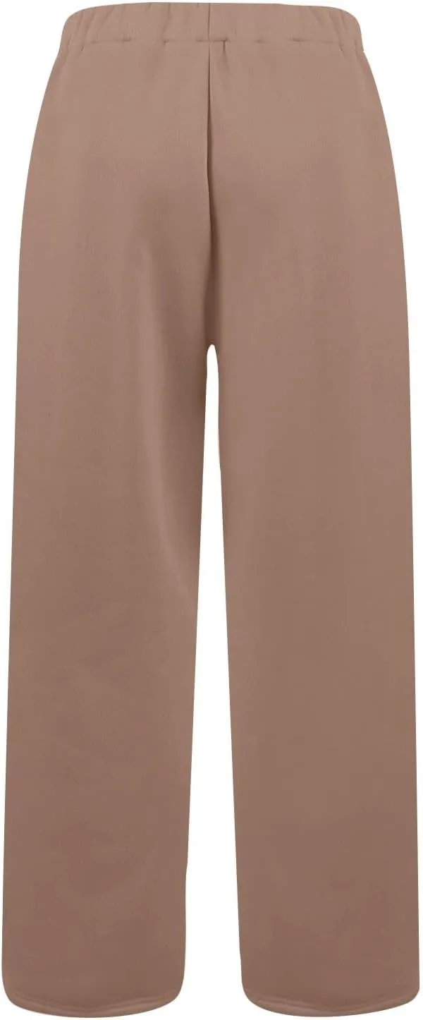 fanmpghleoo Straight Leg Sweatpants for Women Baggy Fleece Comfy Lounge Pants Elastic Waist Soft Business Casual Dress Pants