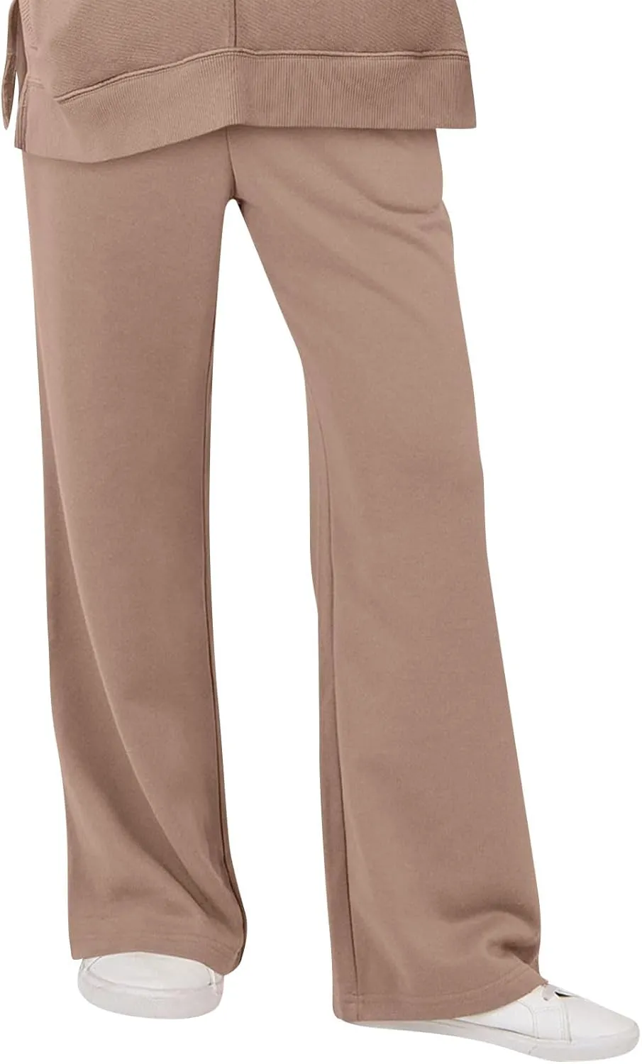 fanmpghleoo Straight Leg Sweatpants for Women Baggy Fleece Comfy Lounge Pants Elastic Waist Soft Business Casual Dress Pants