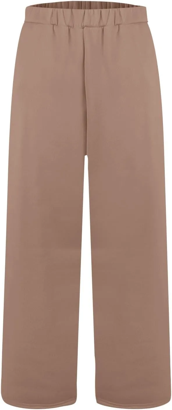 fanmpghleoo Straight Leg Sweatpants for Women Baggy Fleece Comfy Lounge Pants Elastic Waist Soft Business Casual Dress Pants
