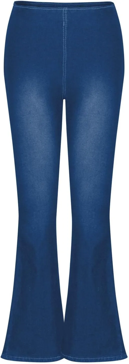 Flare Jeans for Women Ladies Elastic Pull-On Skinny Bootcut Denim Jeggings Tummy Control High Waisted Trendy Jeans