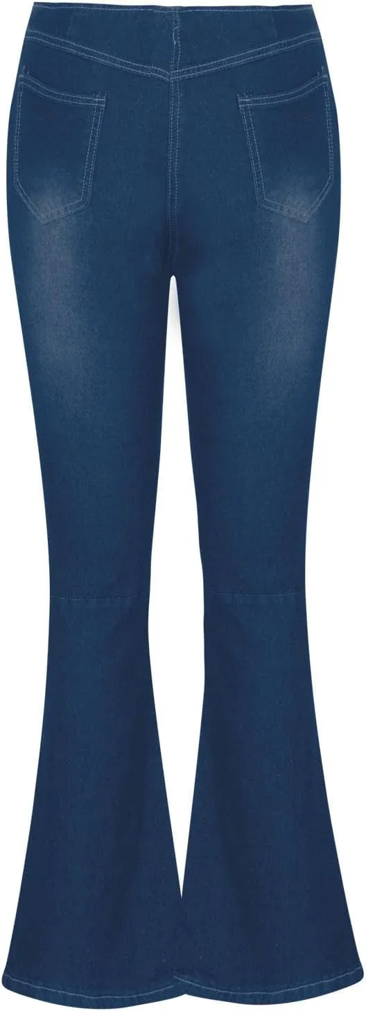 Flare Jeans for Women Ladies Elastic Pull-On Skinny Bootcut Denim Jeggings Tummy Control High Waisted Trendy Jeans