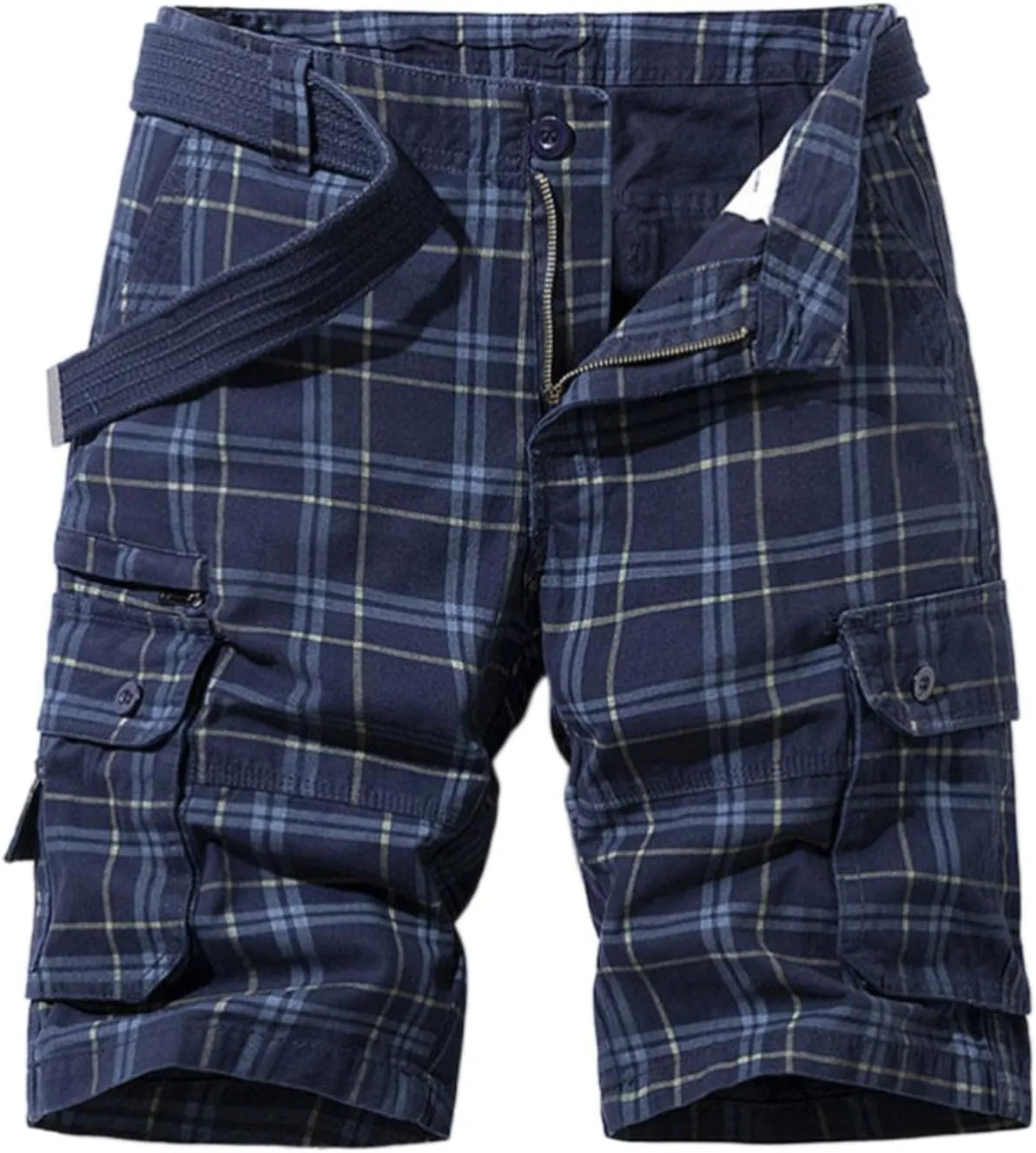 GIERIDUC Men's Cargo Shorts 3/4 Relaxed Fit Ripstop Cargo Shorts Running Shorts Pockets Elastic Waist Cotton Hiking Shorts