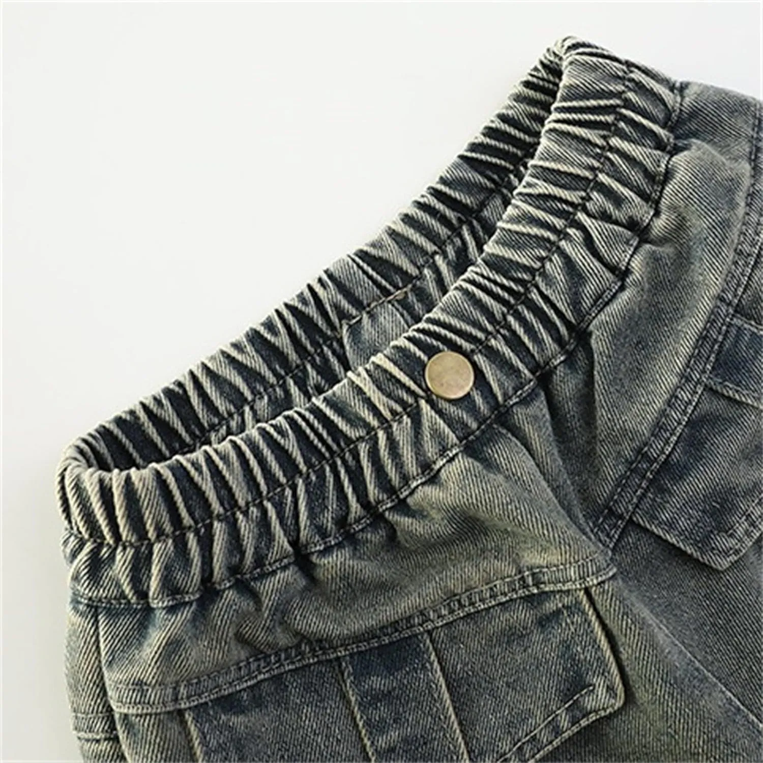 Girls Baggy Jeans Wide Leg Denim Pants Kids Straight Leg Distressed Jeans High Elastic Waist Boyfriend Jeans Streetwear