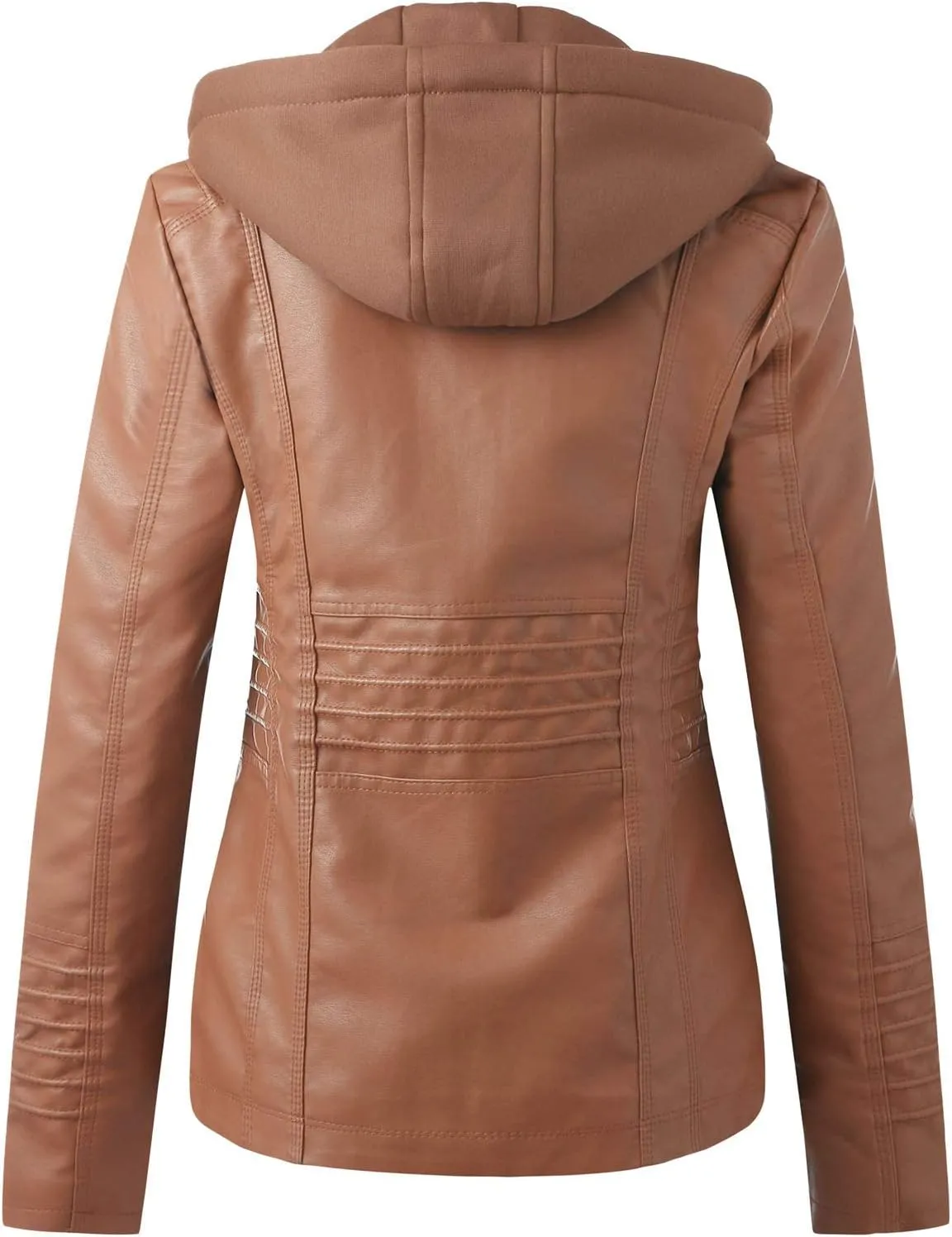 LCMTWX Brown Jacket Women Full Zip Snap Stand Collar Long Sleeve Outwear Cool Slim Jacket Coat for Vacation Daily Biker