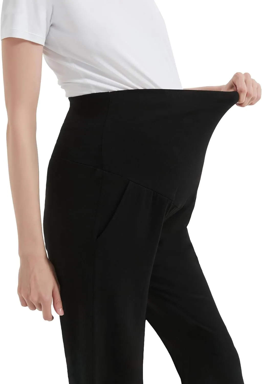 Maternity Shorts High Waisted Women Capri Pregnancy Soft Yoga Joggers Lounge Pants