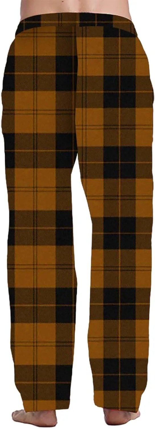 Men's Pajama Pants Drawstring Plaid Pj Flannel Lounge Pants Elastic Waist Loose Soft Comfy PJ Bottoms with Pockets