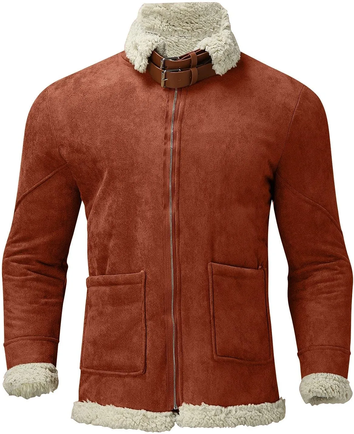 QWENTMTNTY Mens Sherpa Faux Suede Jacket Men Vintage Heavyweight Faux Shearing Coat Big Tall Casual Stylish Winter Jackets