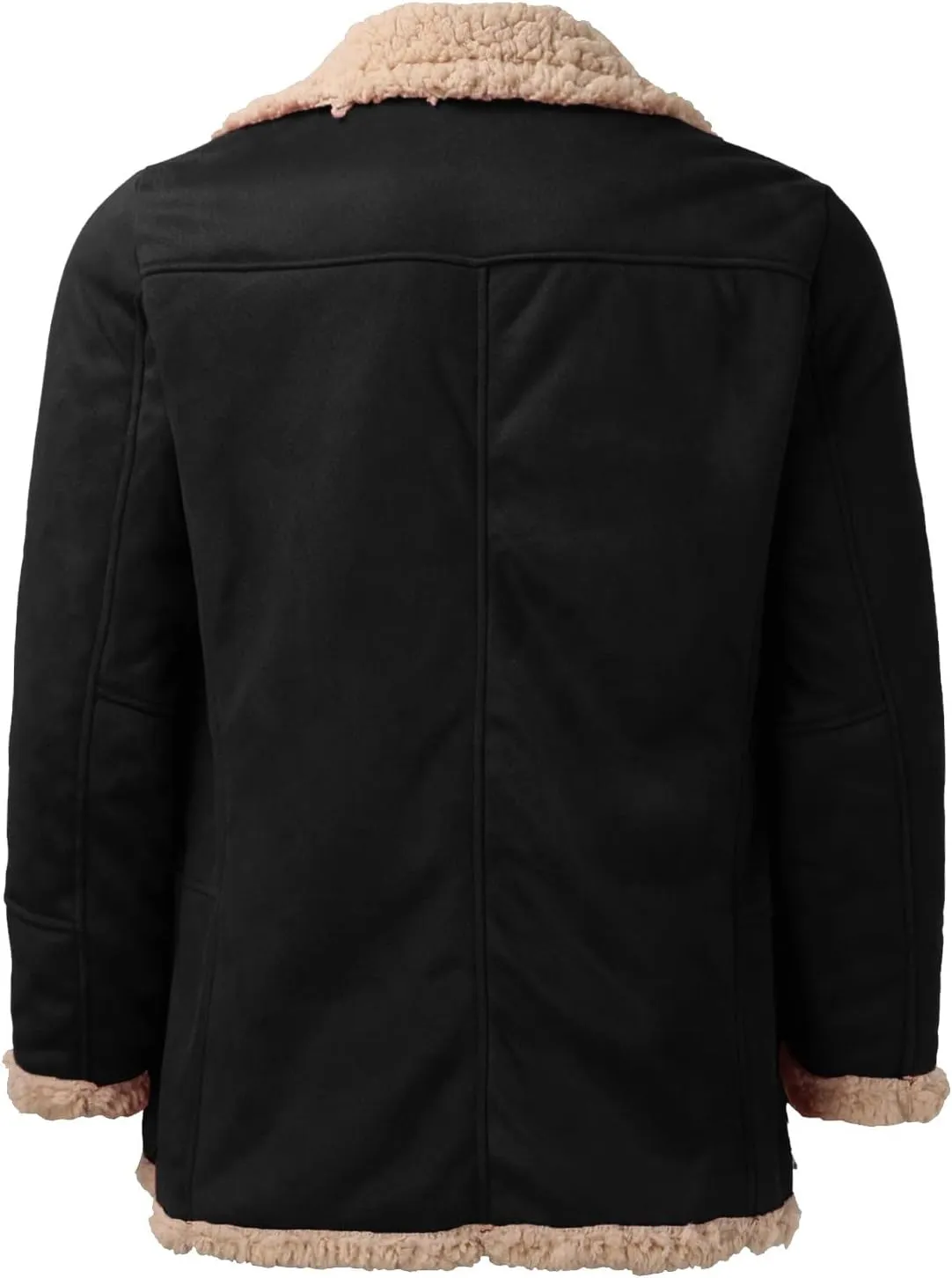 QWENTMTNTY Men's Vintage Sherpa Jacket Faux Suede Leather Winter Bomber Jackets Big Tall Heavyweight Faux Fur Shearling Coat