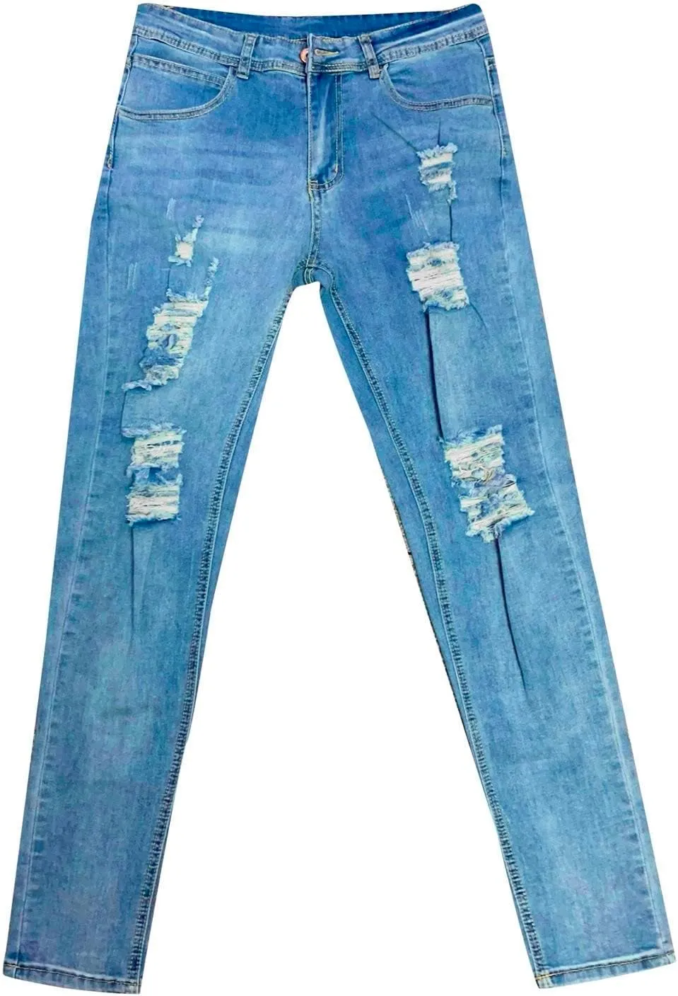 Ripped Jeans Men Baggy Classic Comfort Flex Retro Jeans Pants Lightweight Elastic Waist Denim Trousers