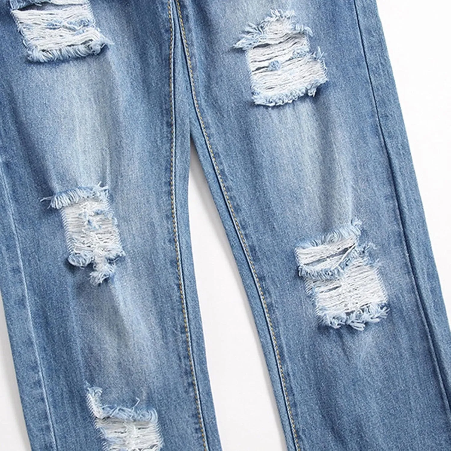 Ripped Skinny Jeans Men Men's Skinny Ripped Distressed Stretch Jeans Pants Hip Hop Biker Stretchy Jeans Straight Leg