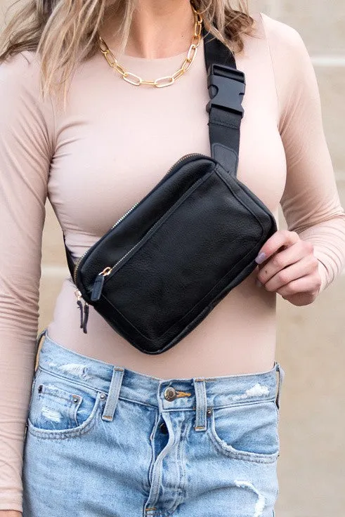 Simple Classic Stylish Leather Everyday Belt Sling Bag