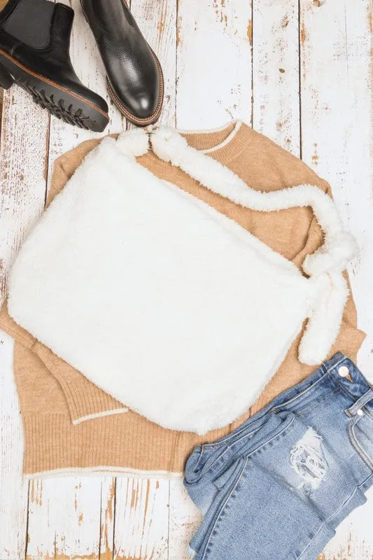 Simple Soft Sherpa Fashion Crossbody Messenger Tote Bag