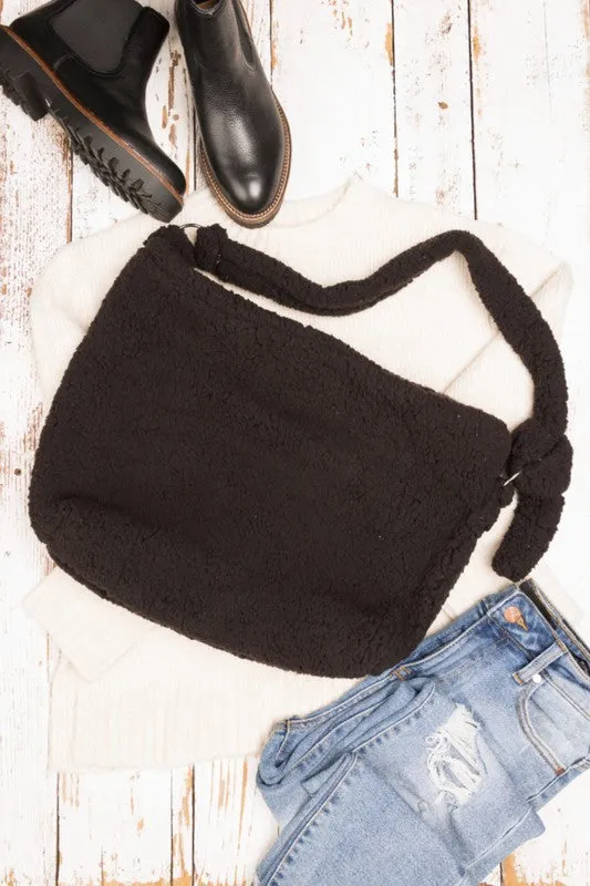 Simple Soft Sherpa Fashion Crossbody Messenger Tote Bag