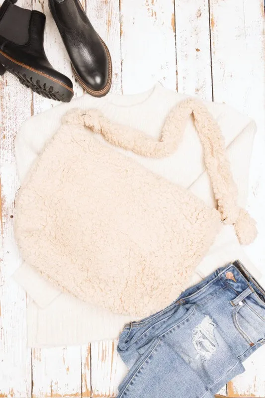 Simple Soft Sherpa Fashion Crossbody Messenger Tote Bag