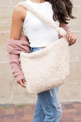 Simple Soft Sherpa Fashion Crossbody Messenger Tote Bag