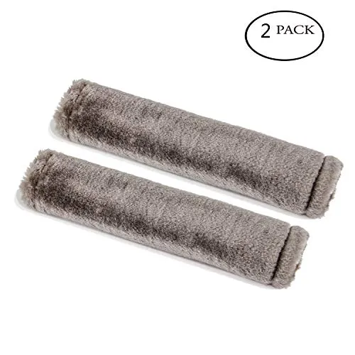 Soft Faux Sheepskin Seat Belt Shoulder Pad for a More Comfortable Driving, Compatible with Adults Youth Kids - Car, Truck, SUV, Airplane,Carmera Backpack Straps 2 Packs Light Gray