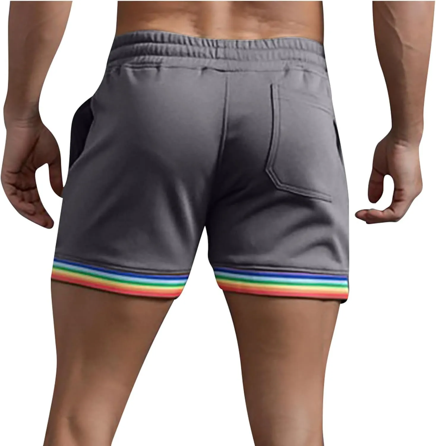 Sweat Shorts Men Classic Drawstring Rainbow Shorts Elastic Waist Gym Athletic Shorts Relaxed Fit Workout Running Jogger