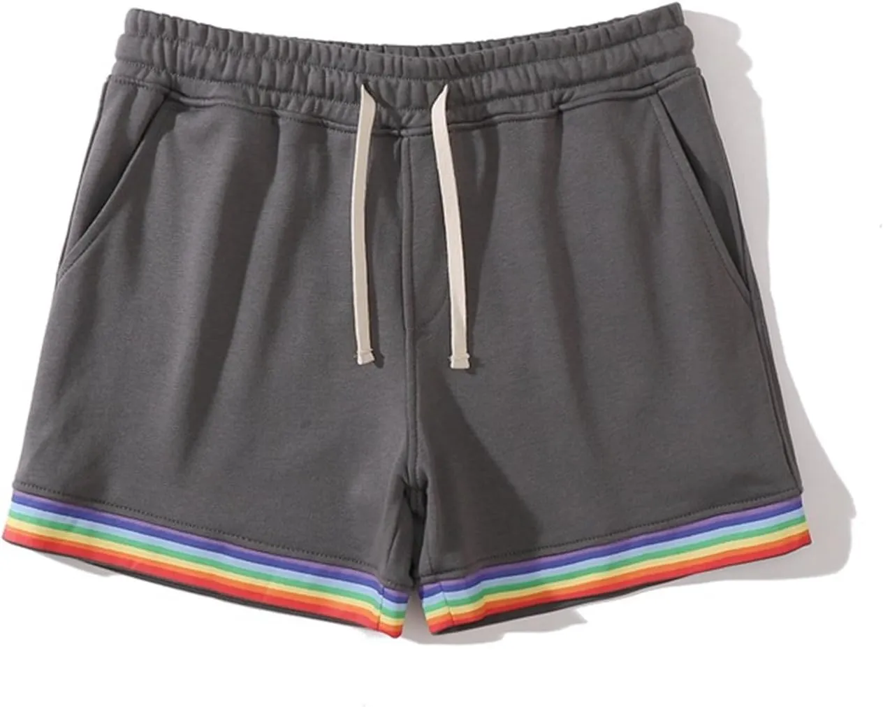 Sweat Shorts Men Classic Drawstring Rainbow Shorts Elastic Waist Gym Athletic Shorts Relaxed Fit Workout Running Jogger