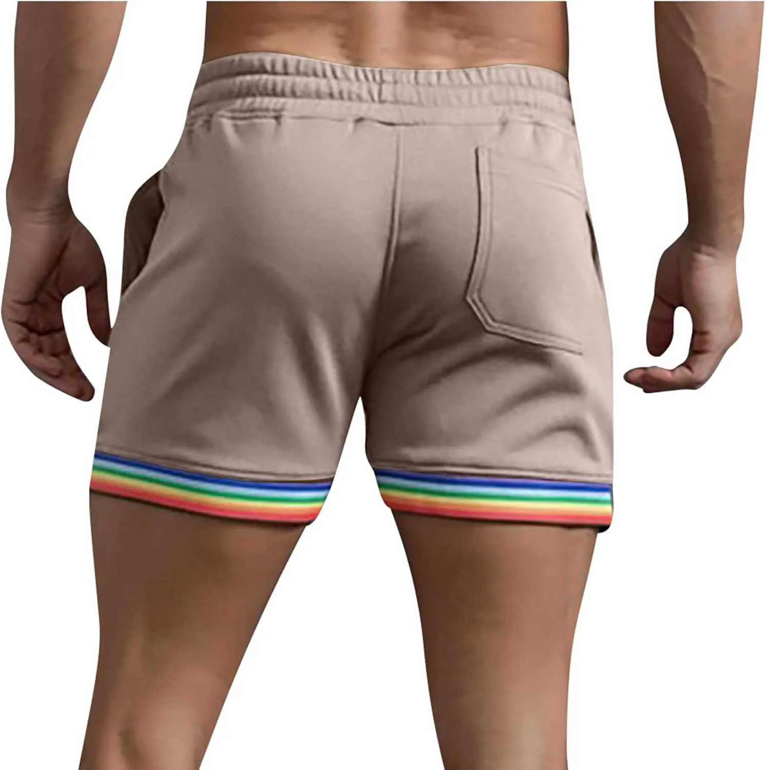 Sweat Shorts Men Classic Drawstring Rainbow Shorts Elastic Waist Gym Athletic Shorts Relaxed Fit Workout Running Jogger