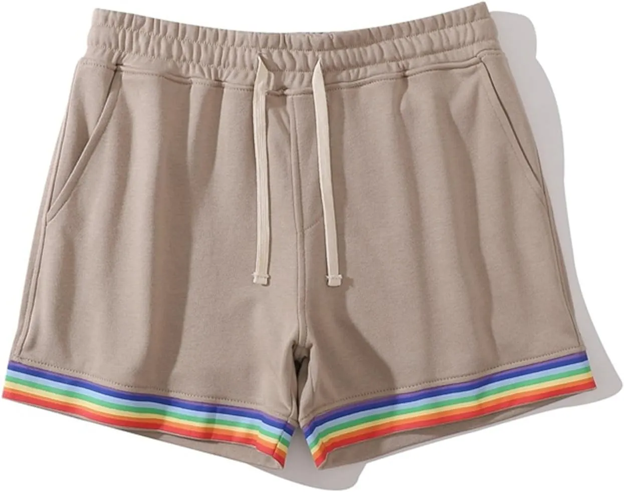 Sweat Shorts Men Classic Drawstring Rainbow Shorts Elastic Waist Gym Athletic Shorts Relaxed Fit Workout Running Jogger