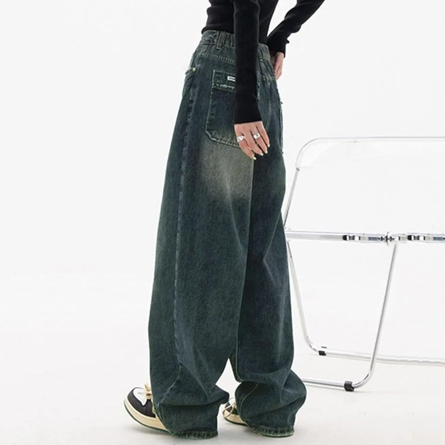 Sweatpants That Look Like Jeans Teen Girls Stretchy Wide Leg Clothes Fall Black Jeans Womens High Waisted