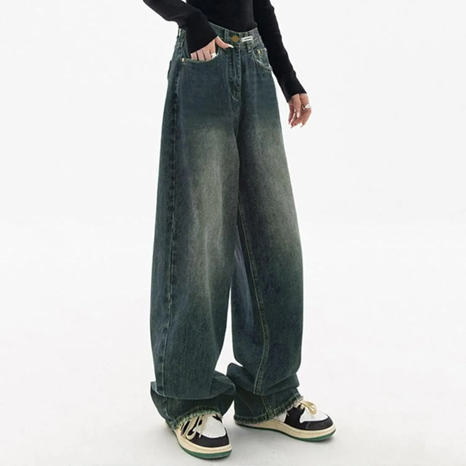 Sweatpants That Look Like Jeans Teen Girls Stretchy Wide Leg Clothes Fall Black Jeans Womens High Waisted