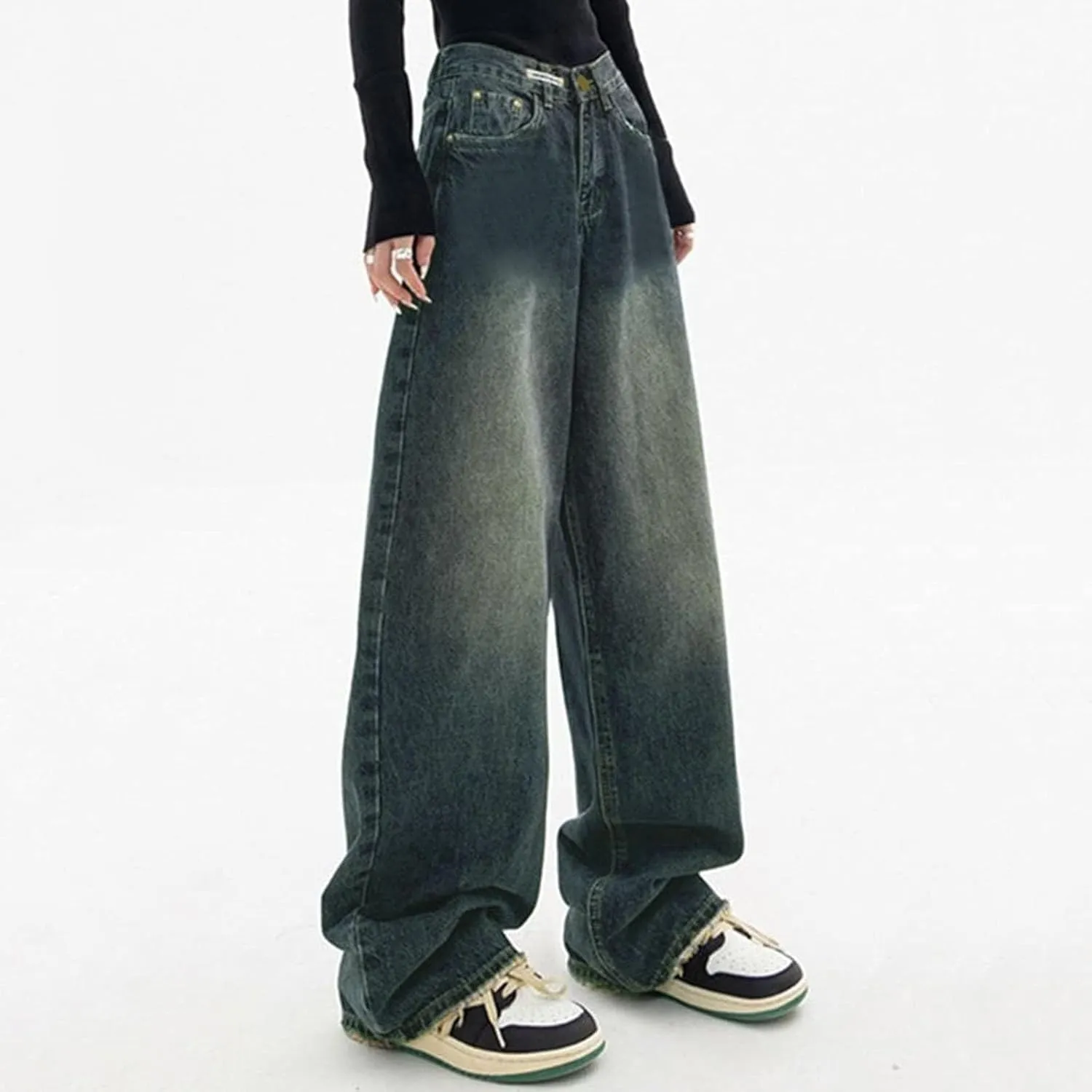Sweatpants That Look Like Jeans Teen Girls Stretchy Wide Leg Clothes Fall Black Jeans Womens High Waisted