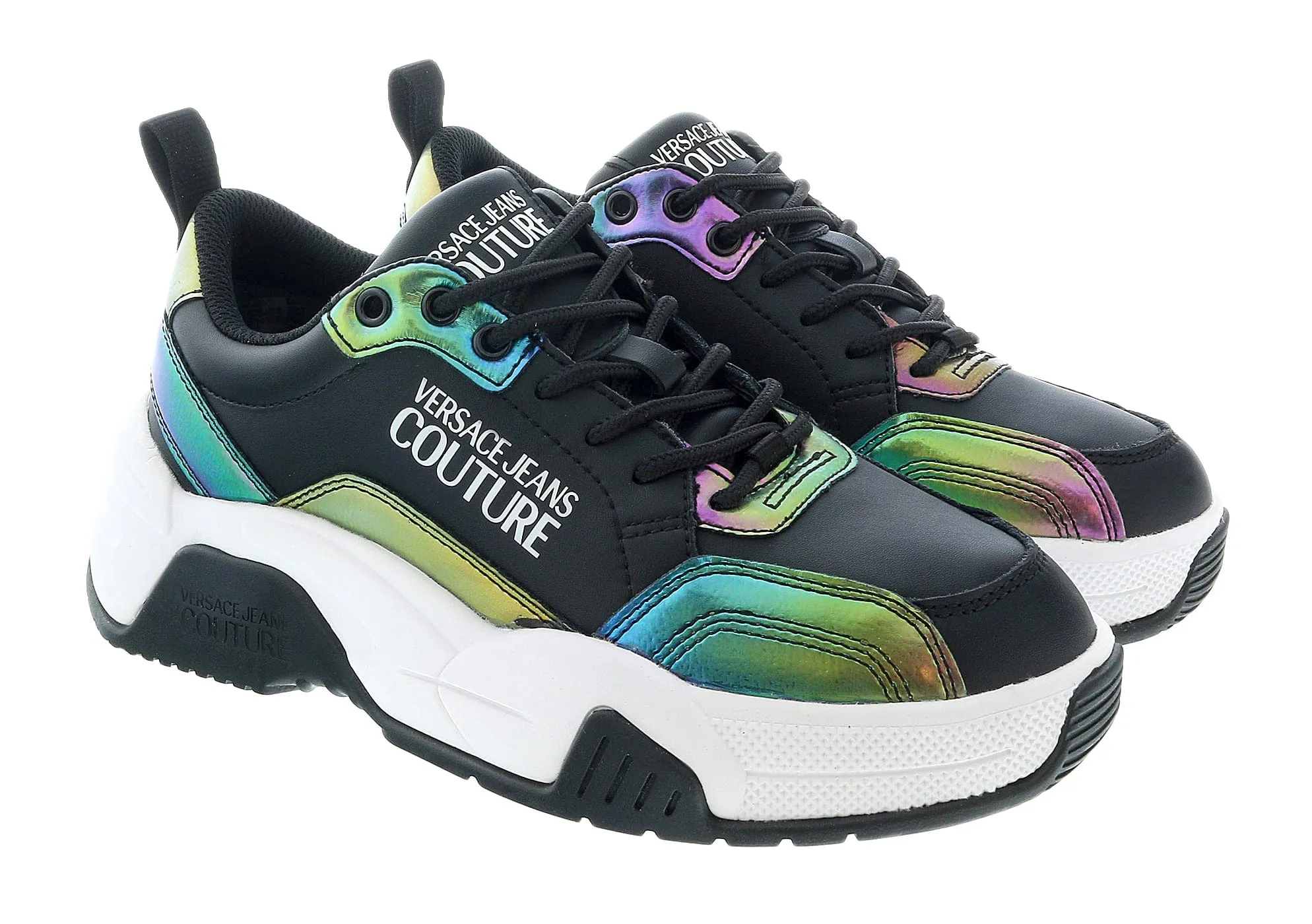 Versace Jeans Couture Black Technicolor Lace Up Sneakers-