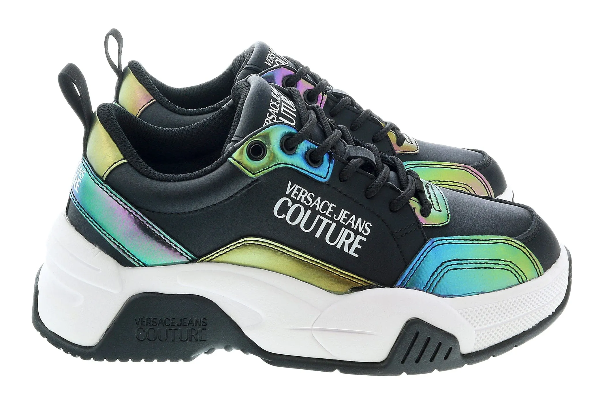 Versace Jeans Couture Black Technicolor Lace Up Sneakers-
