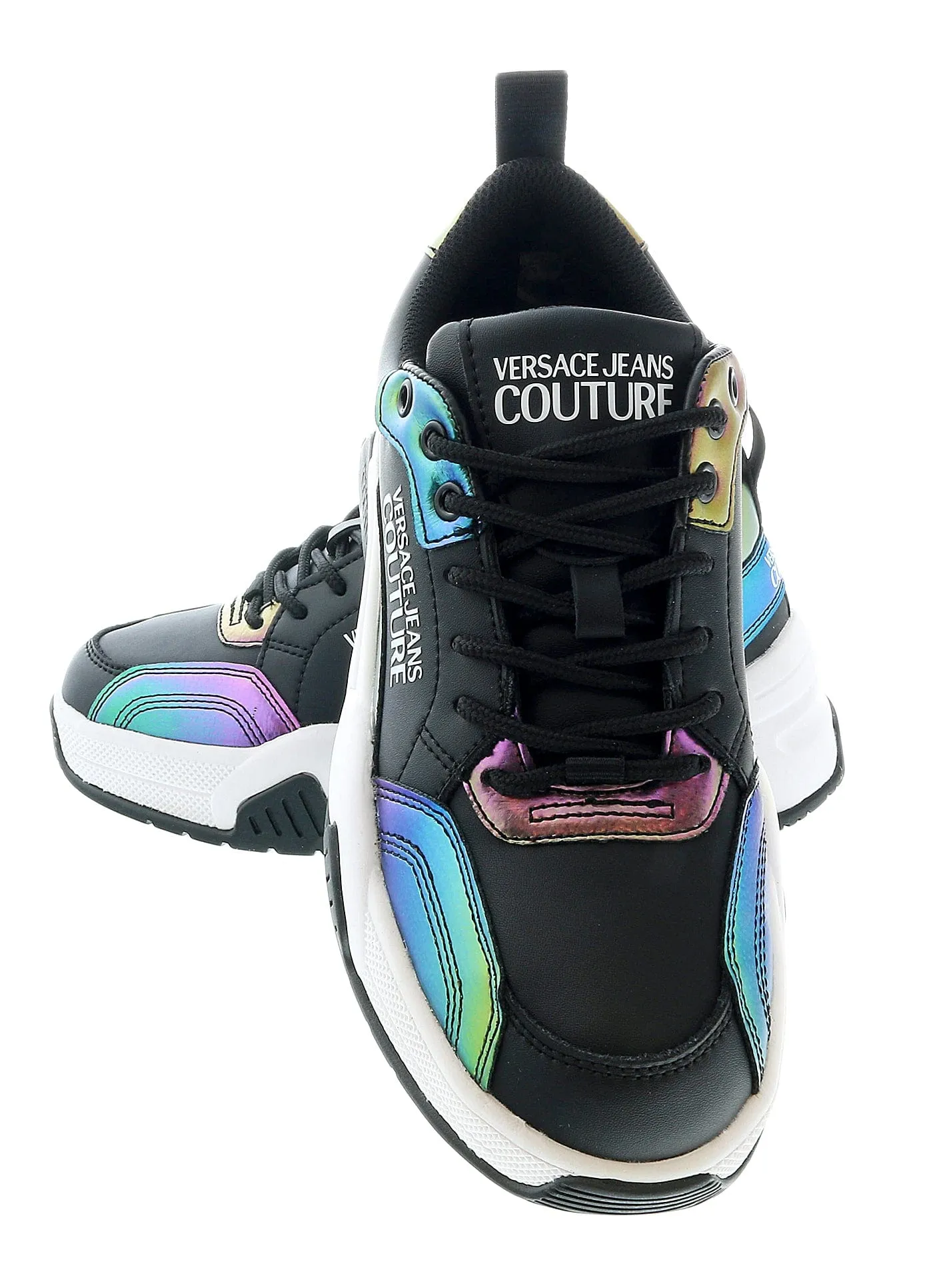 Versace Jeans Couture Black Technicolor Lace Up Sneakers-
