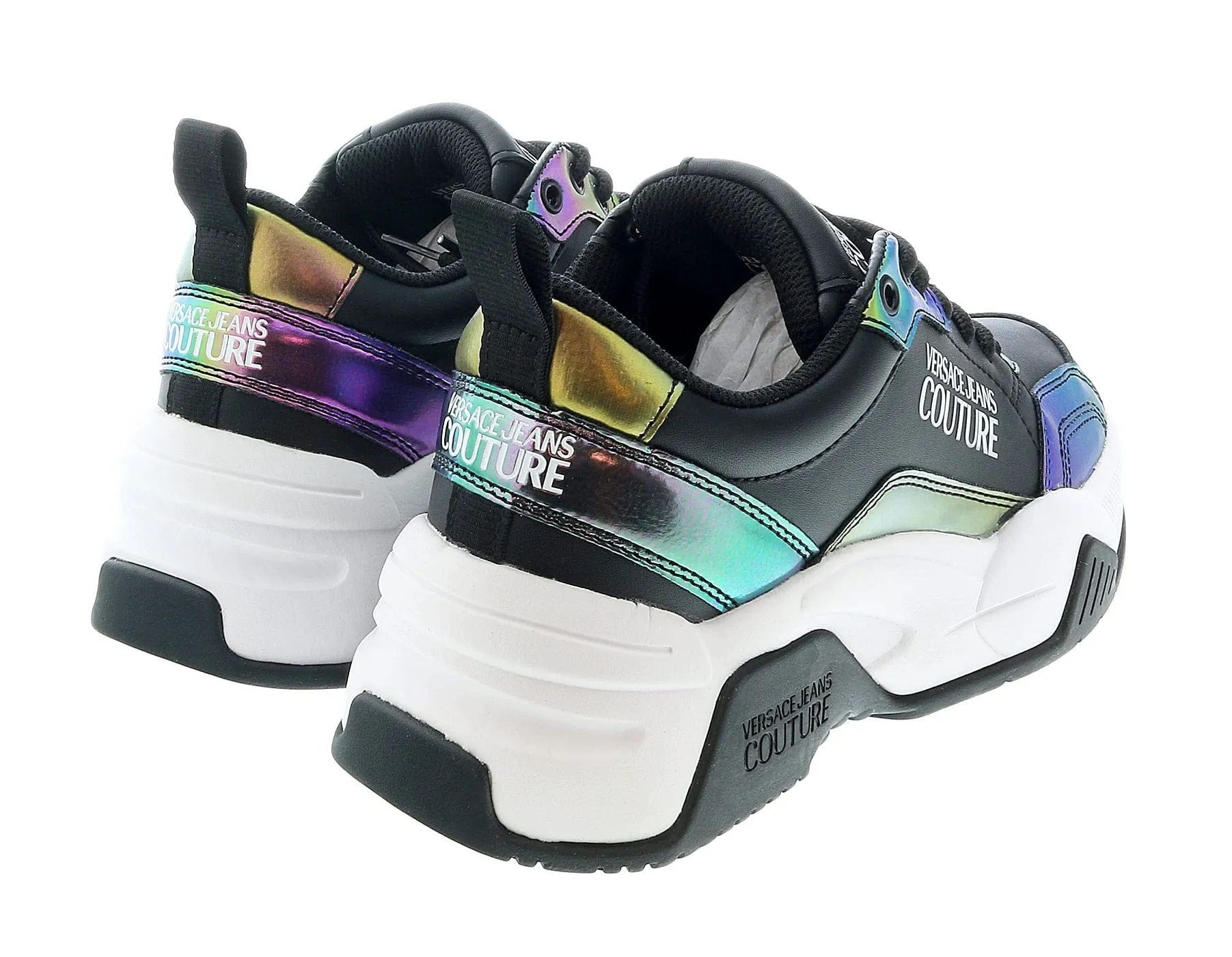 Versace Jeans Couture Black Technicolor Lace Up Sneakers-