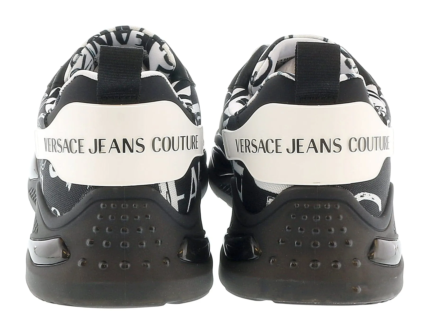 Versace Jeans Couture Black White  Chunky Sole Signature Print Fashion Sneakers-