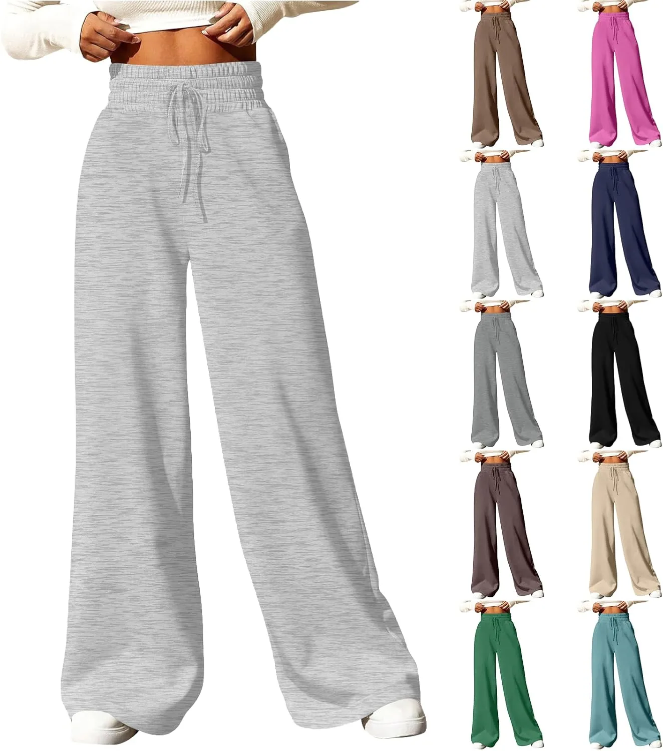 Wide Leg Sweatpants Women Baggy Drawstring High Waisted Lounge Pants Oversized Casual Soft Joggers with Pockets