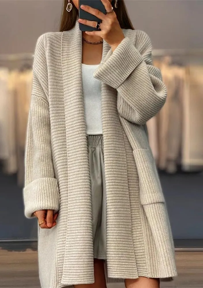 Women's Fall Casual Open Front Midi Long Cardigan Sweater Loose Fit Chunky Knit Coatigan Coat