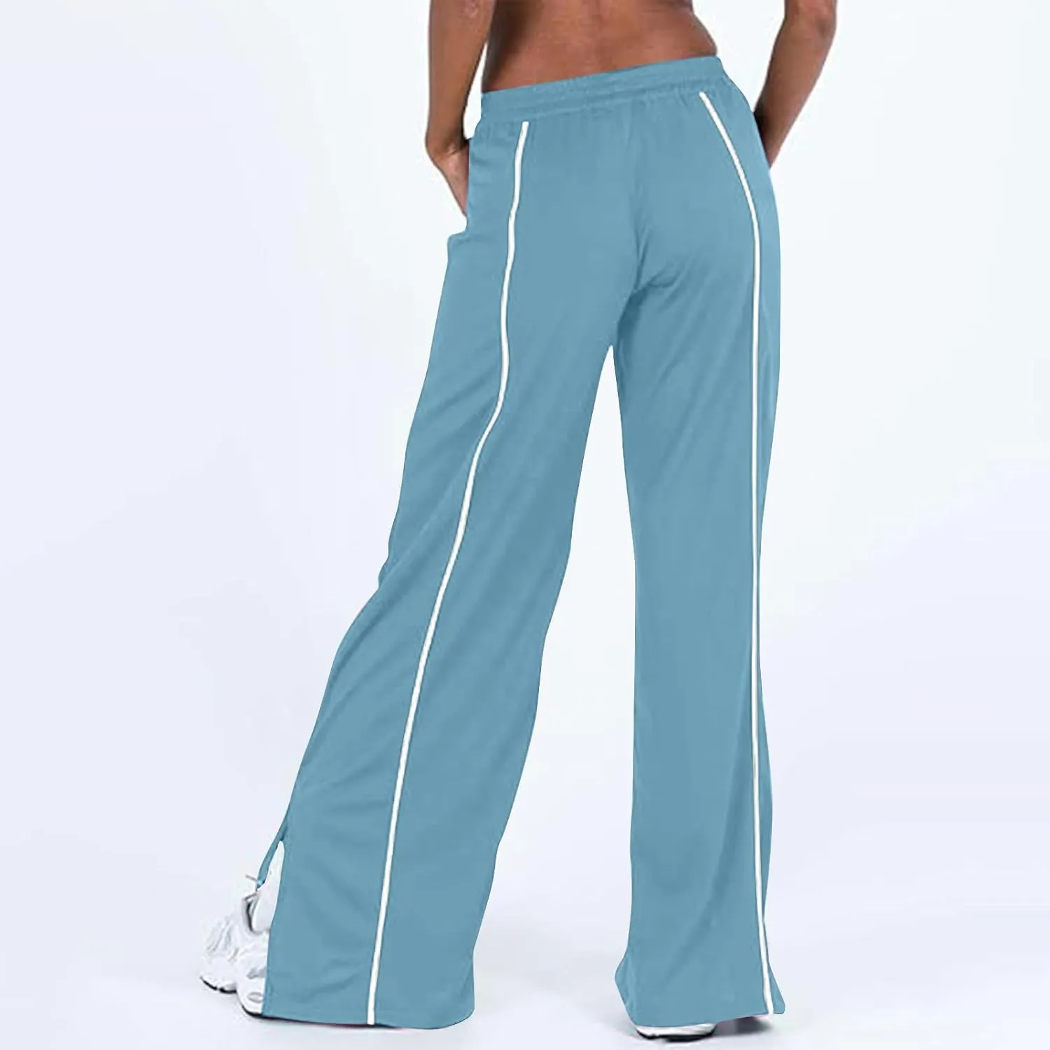 Women's Soft Sweatpants Elastic Stripe Lounge Pants Wide Leg Baggy Sweat Pants High Waisted Track Pants Joggers