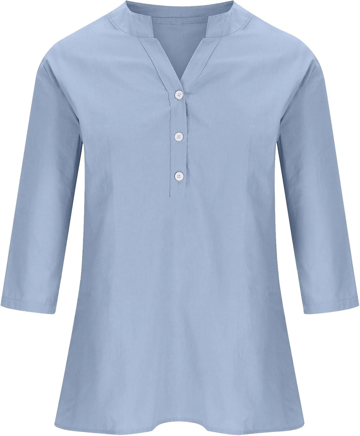 Women's V-Neck Long Sleeve Loose Button Cotton And Linen T-shirt Blouse,2024 Fall&Winter Womens Trendy Tops