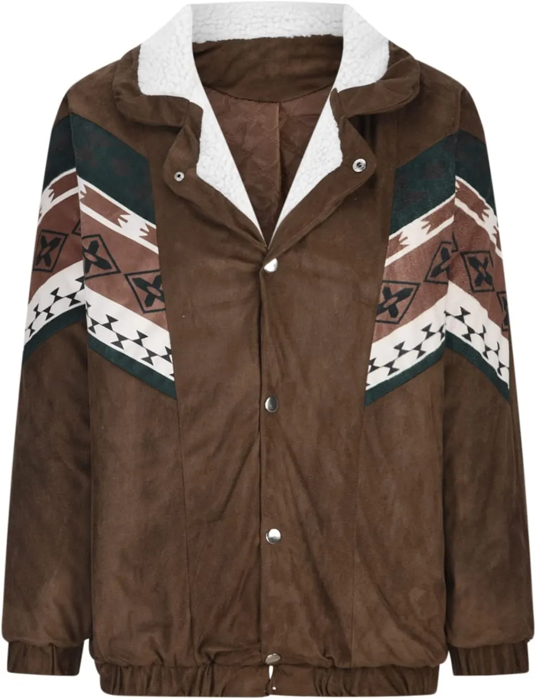 XUNRYAN Womens Western Aztec Sherpa Jackets Winter Warm Coat Casual Zip Long Sleeve Bomber Jackets Vintage Fleece Outerwear